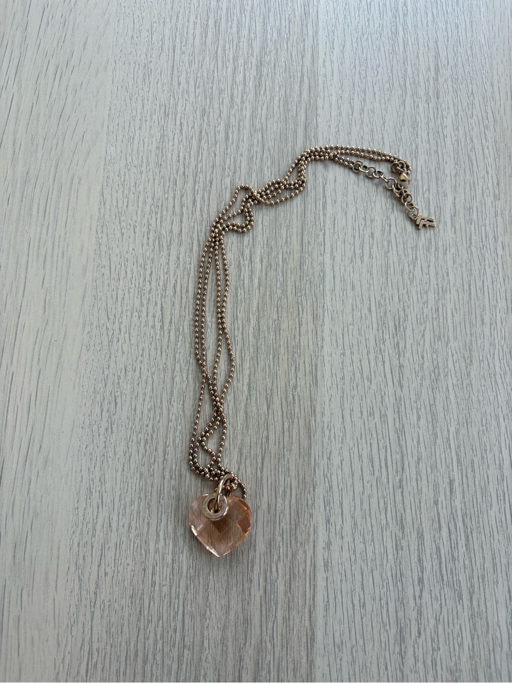 Folli Follie Rose Gold Peach-colored Crystal Heart Pendant Necklace